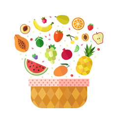 Fruit basket flat style illustration (isolated).