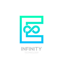 Letter E Blue and Green color Infinity logo,loops,Vector Logo template