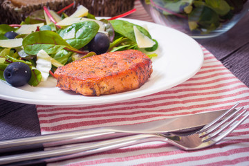 Grilled steak and vegetables