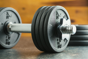 Naklejka premium The metal dumbbell.