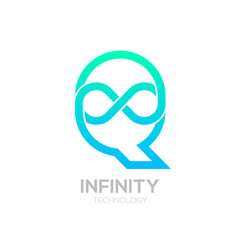 Letter Q Blue and Green color Infinity logo,loops,Vector Logo template