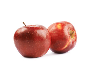 Two ripe red apples isolated