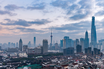 Fototapeta na wymiar Shanghai skyline with residential district in China.