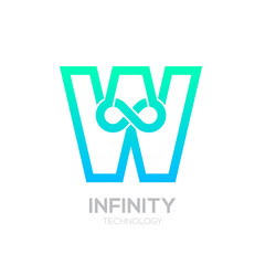Letter W Blue and Green color Infinity logo,loops,Vector Logo template