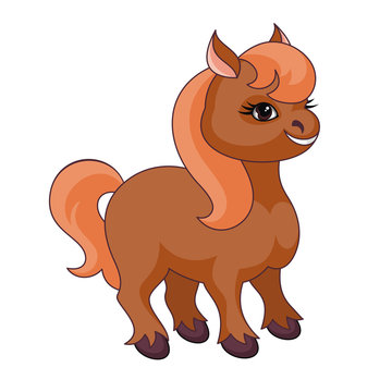 The vector image of a ridiculous horse in cartoon style isolated on a white background.