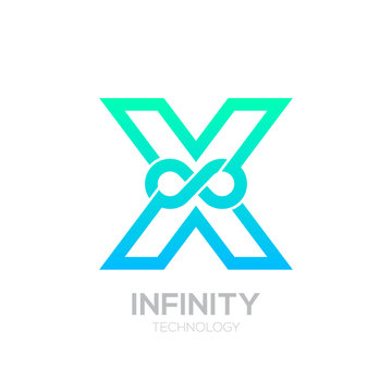 Letter X Blue and Green color Infinity logo,loops,Vector Logo template