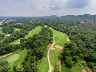 Fototapeta na wymiar Green Golf Aerial View
