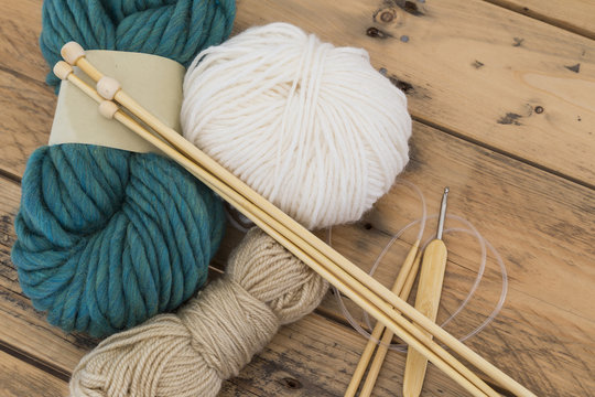 Wool and knitting needles