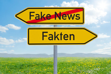 Pfeilwegweiser - Fake News oder Fakten