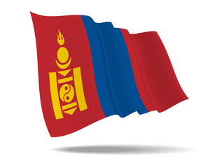 illustration Mongolia flag waving Isolated on White Background,vector