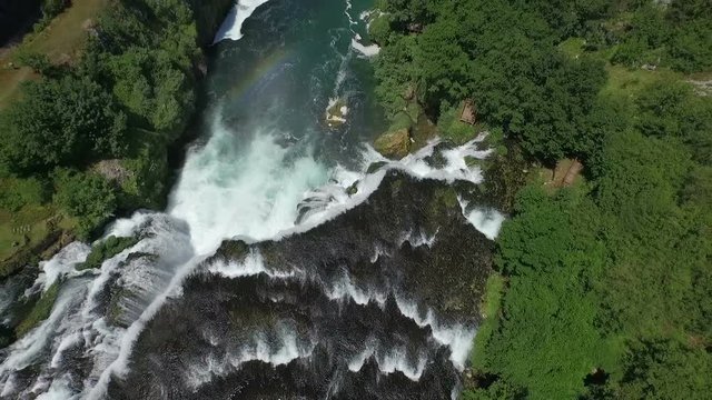 Aerial footage of the beautiful waterfall "Strbacki Buk" in Bosnia and Herzegovina