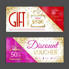 Fototapeta na wymiar Gift voucher template. Can be use for shopping cards, discount coupon, banner, discount card , web design and other. Vector illustration. Abstract design