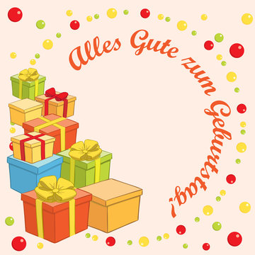 Alles gute zum Geburtstag - vector background with gifts