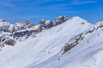 Fototapeta na wymiar View from Mt. Titlis in Switzerland in winter