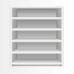 Realistic Template Blank White Shelves. Vector