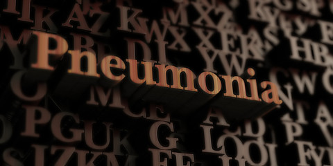 pneumonia - Wooden 3D rendered letters/message.  Can be used for an online banner ad or a print postcard.