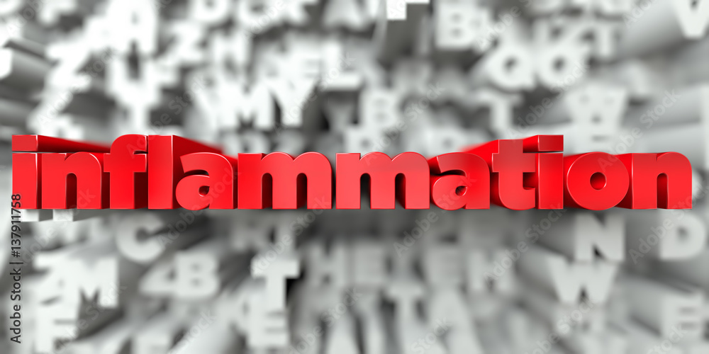Fototapete inflammation - red text on typography background - 3d rendered royalty free stock image. this image 