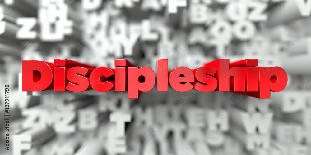 Fototapete discipleship - red text on typography background - 3d rendered royalty free stock image. this image 