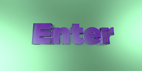 Enter - colorful glass text on vibrant background - 3D rendered royalty free stock image.