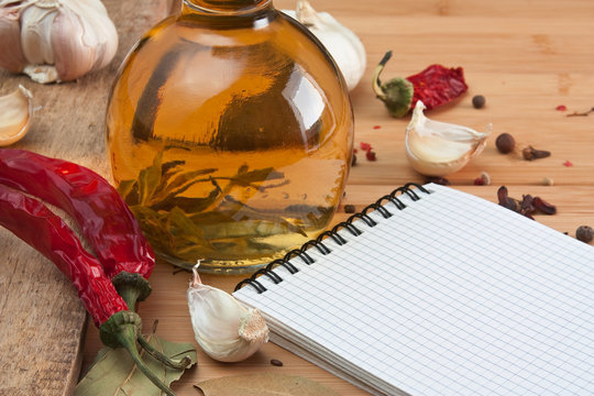 notebook for cooking recipes and spices