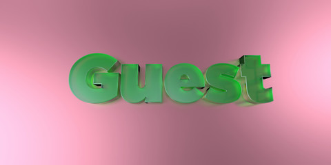 Guest - colorful glass text on vibrant background - 3D rendered royalty free stock image.