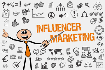 Influencer Marketing / Mann mit Symbole