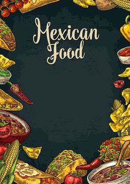 Mexican traditional food restaurant menu template with ingredient