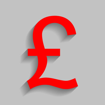 recommend clip art: Turkish lira sign. Vector. Red icon with soft shadow on gray background.