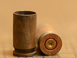 Empty 9mm bullet shell casings