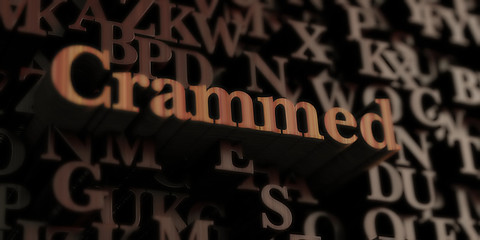 Crammed - Wooden 3D rendered letters/message.  Can be used for an online banner ad or a print postcard.