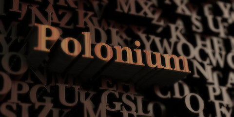 Polonium - Wooden 3D rendered letters/message.  Can be used for an online banner ad or a print postcard.