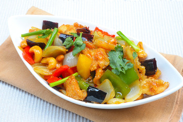 Stirfried chicken with cashew nuts delicious Thaifood

