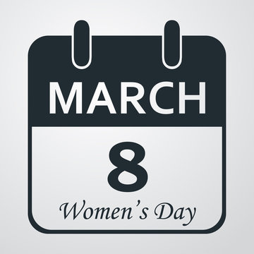 Icono plano calendario Women's Day en fondo degradado