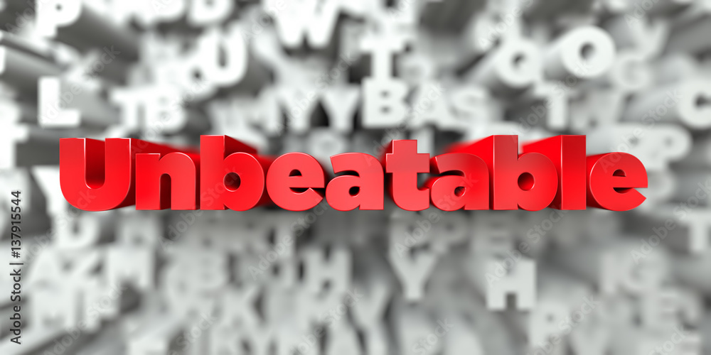 Fototapete unbeatable - red text on typography background - 3d rendered royalty free stock image. this image ca