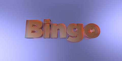 Bingo - colorful glass text on vibrant background - 3D rendered royalty free stock image.