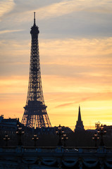 Fototapeta na wymiar Paris Eiffel Tower at sunset