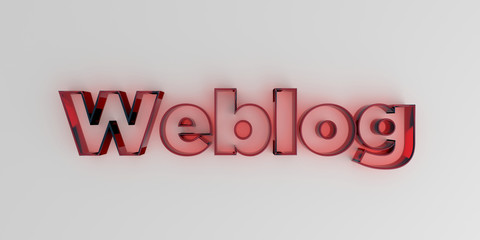 Weblog - Red glass text on white background - 3D rendered royalty free stock image.
