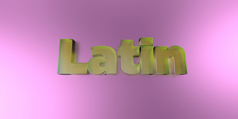 Latin - colorful glass text on vibrant background - 3D rendered royalty free stock image.