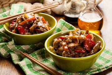 Chinese sticky pork sirloin roasted with a sweet and savory sauc