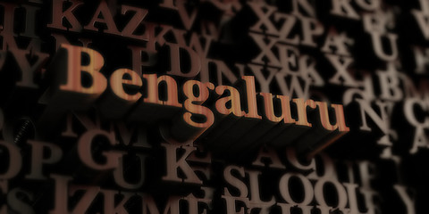Bengaluru - Wooden 3D rendered letters/message.  Can be used for an online banner ad or a print postcard.
