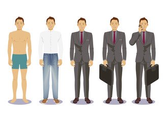 Digital vector illustration business man pose standing