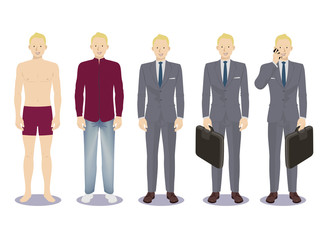 Fototapeta na wymiar Digital vector illustration business man pose standing
