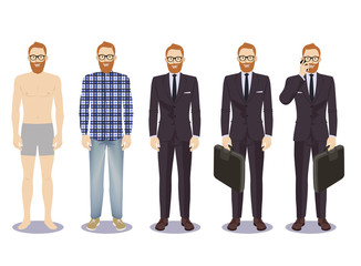 Obraz premium Digital vector illustration business man pose standing