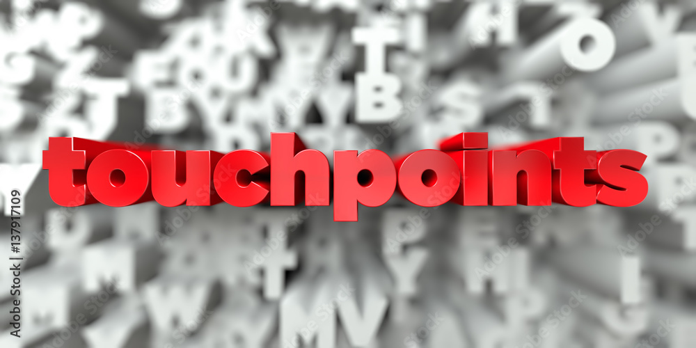 Fototapete touchpoints - red text on typography background - 3d rendered royalty free stock image. this image c