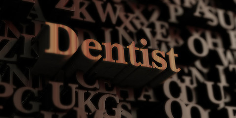 dentist - Wooden 3D rendered letters/message.  Can be used for an online banner ad or a print postcard.