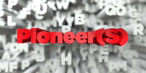 Pioneer(S) -  Red text on typography background - 3D rendered royalty free stock image. This image can be used for an online website banner ad or a print postcard.