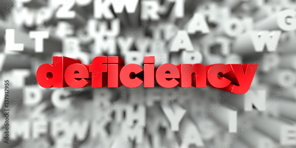 Fototapete deficiency - red text on typography background - 3d rendered royalty free stock image. this image ca