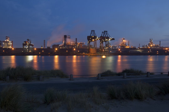 Port at night, Grande-Synthe, Dunkirk, France, September 2010