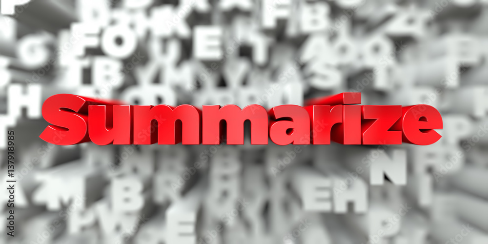 Fototapete summarize - red text on typography background - 3d rendered royalty free stock image. this image can