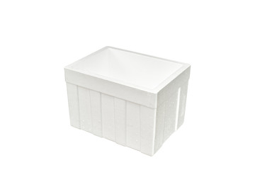 Styrofoam storage box isolated on white background. This has clipping path.